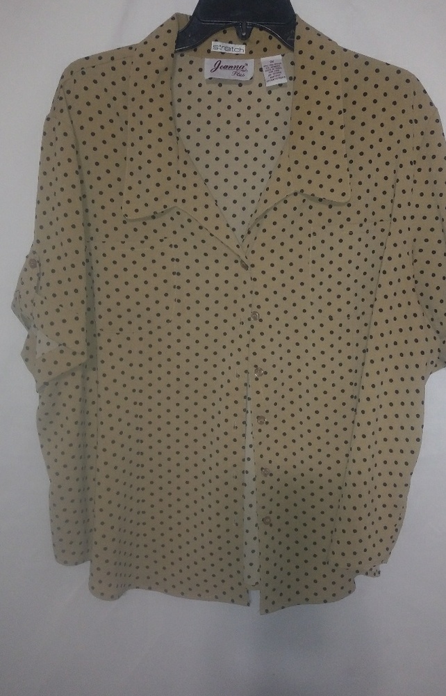 Joanna Goldenrod Black Polkadot Top 3X Plus - Picture 1 of 5